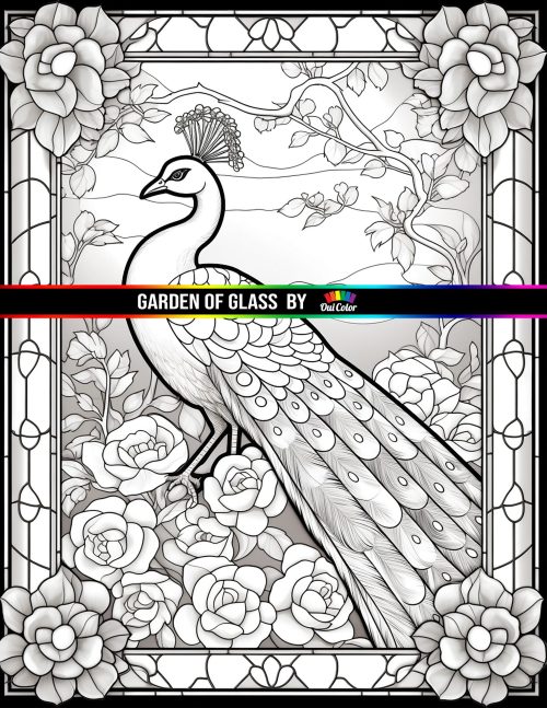 Garden of glass a whimsical coloring book of stained glass bird and flower mosaics nature series