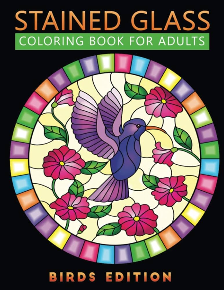 Stained glass coloring book for adults birds edition an adult coloring book with beautiful birds designs for relaxation and stress relief stained glass coloring books for adults press jane books