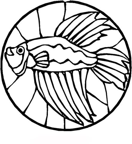 Stained glass fish coloring page from stained glass category select from printable crafts of carâ fish coloring page coloring pages animal coloring pages