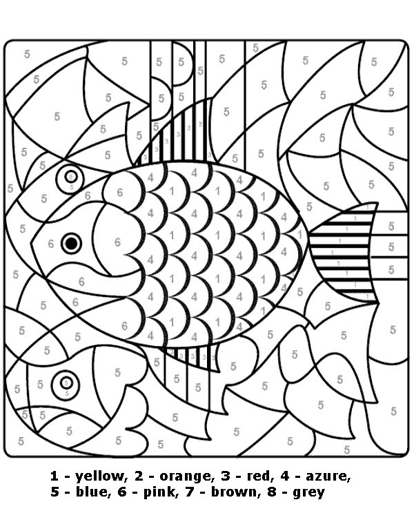 Fish in the sea color by number worksheet