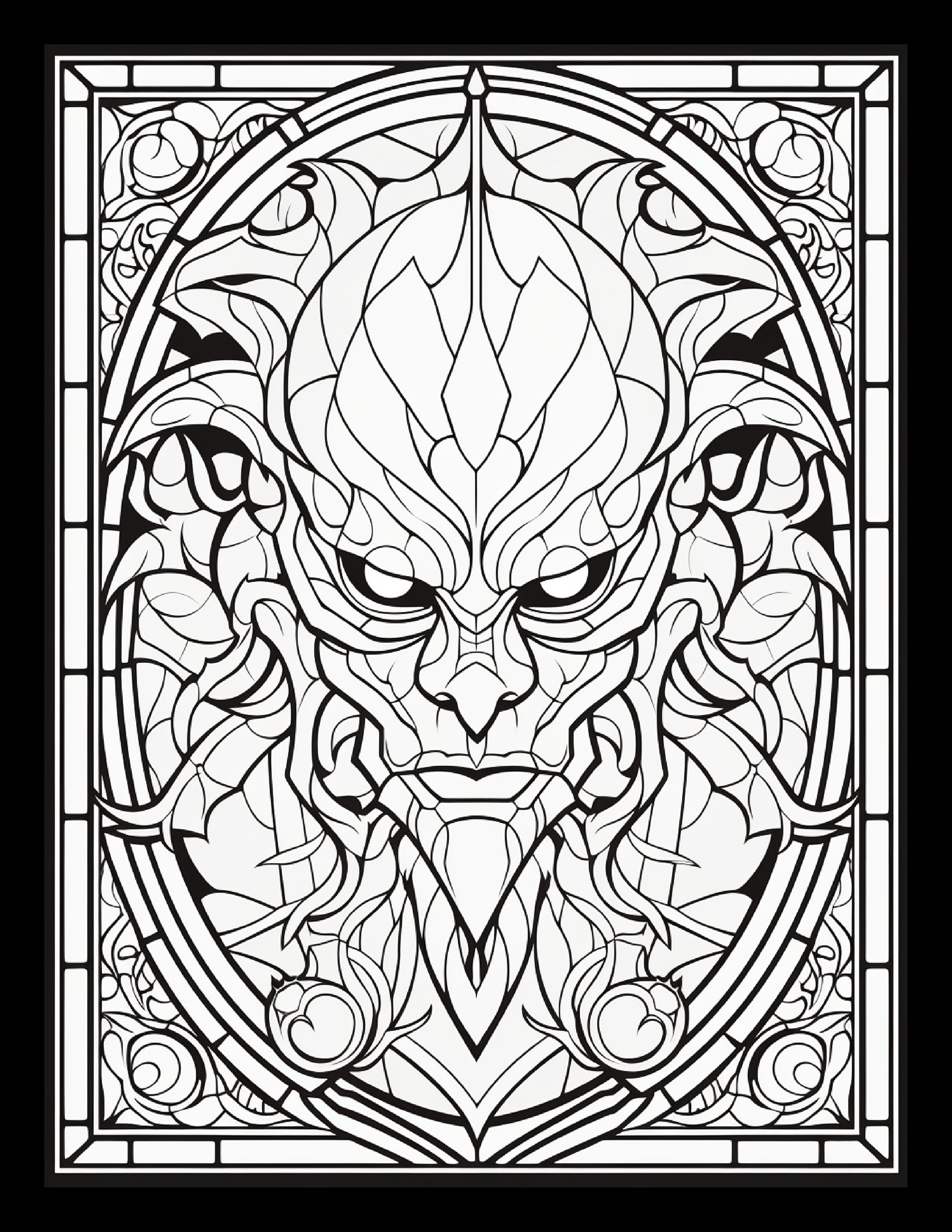 Halloween special unique stained glass coloring pages for adults perfect for relaxation and creativity instant download