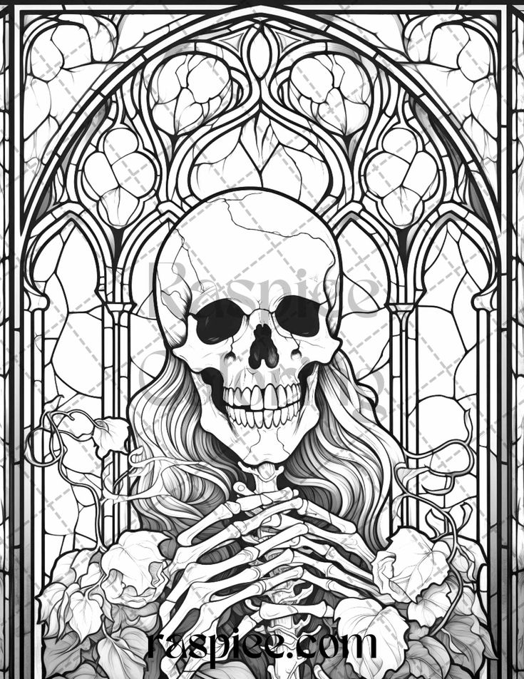 Halloween stained glass grayscale coloring pages printable for adul in halloween coloring pages grayscale coloring coloring pages