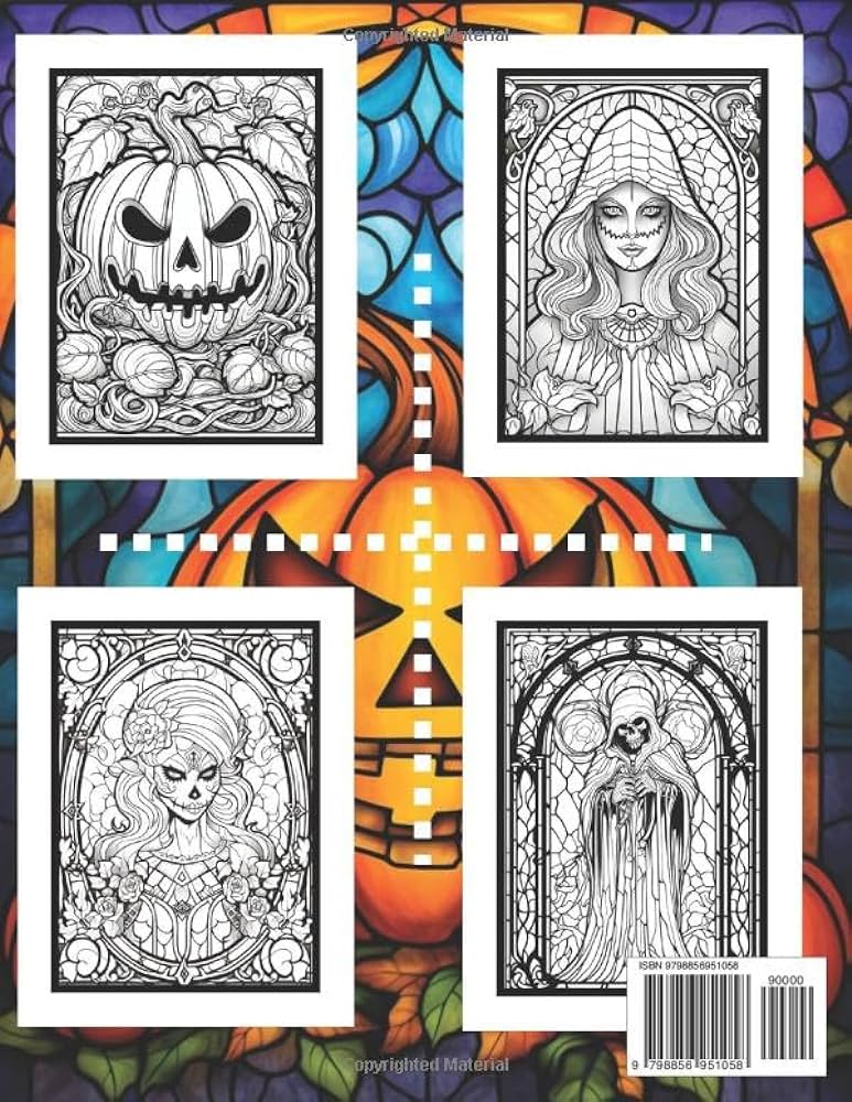 Stained glass halloween coloring book for adults large print halloween coloring book fun and challenging cute halloween coloring book autumn publishing zdsomarry books