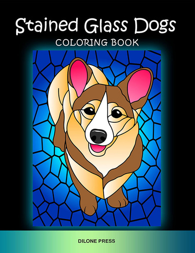 Stained glass dogs coloring book