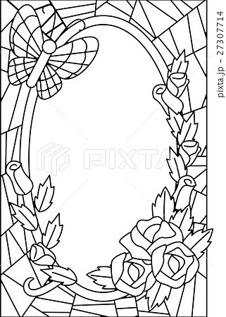 Stained glass floral coloring page