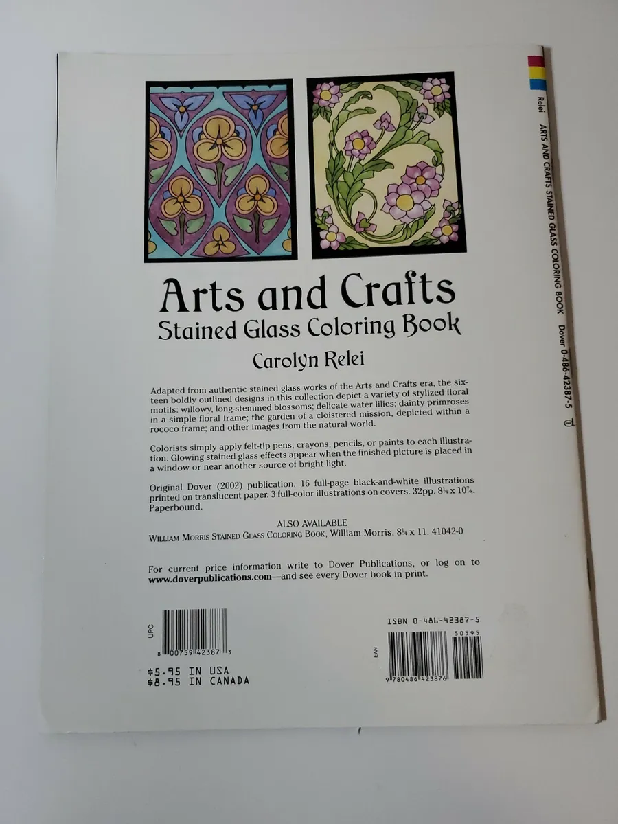 Dover coloring book arts and crafts stained glass coloring book by carolyn r