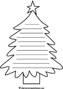 Christmas tree shape page lined writing paper coloring sheet