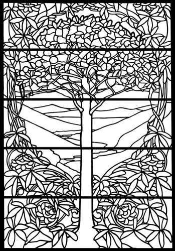 Freebie stained glass tree image coloring pages dover coloring pages coloring books