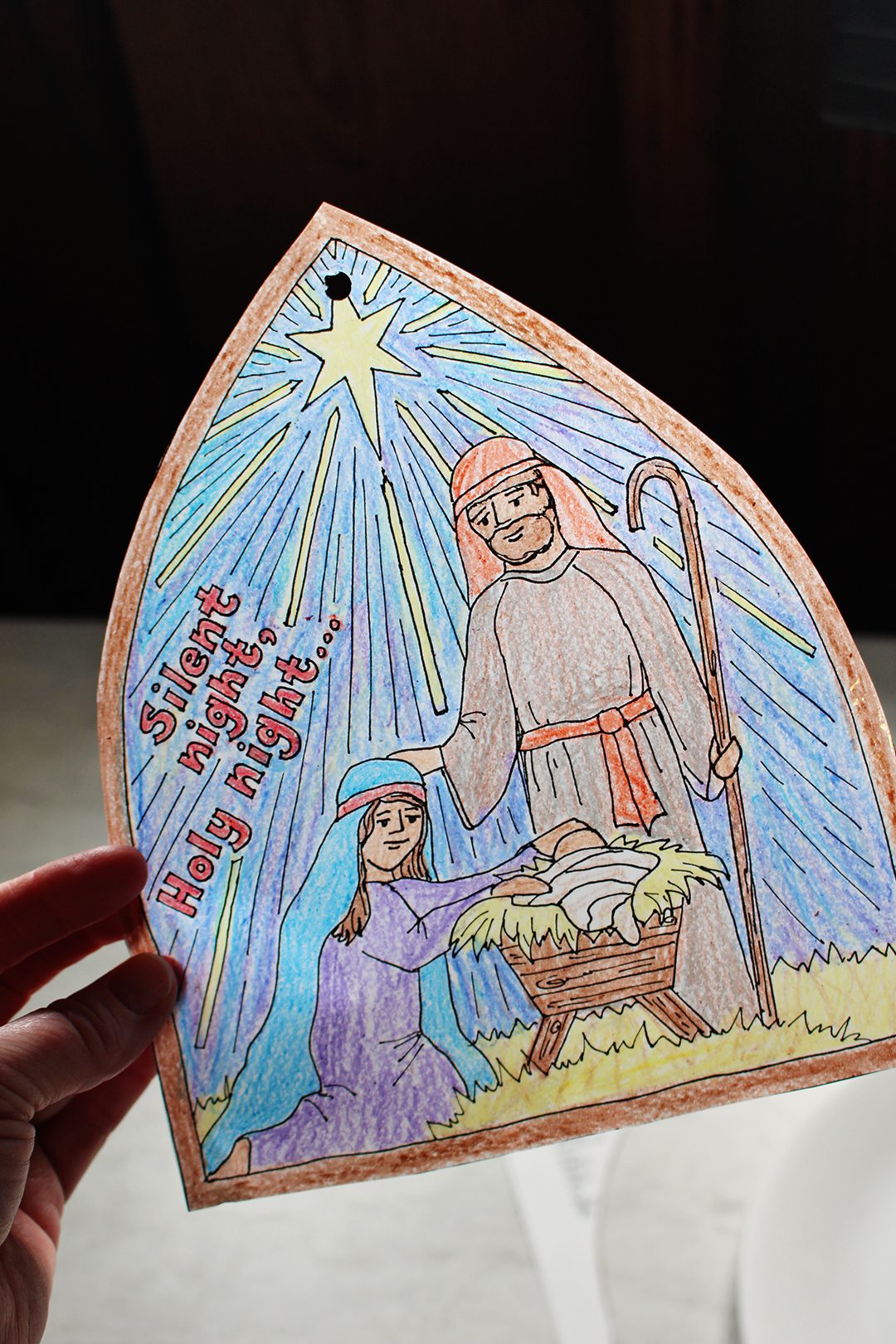 Free silent night christmas coloring page