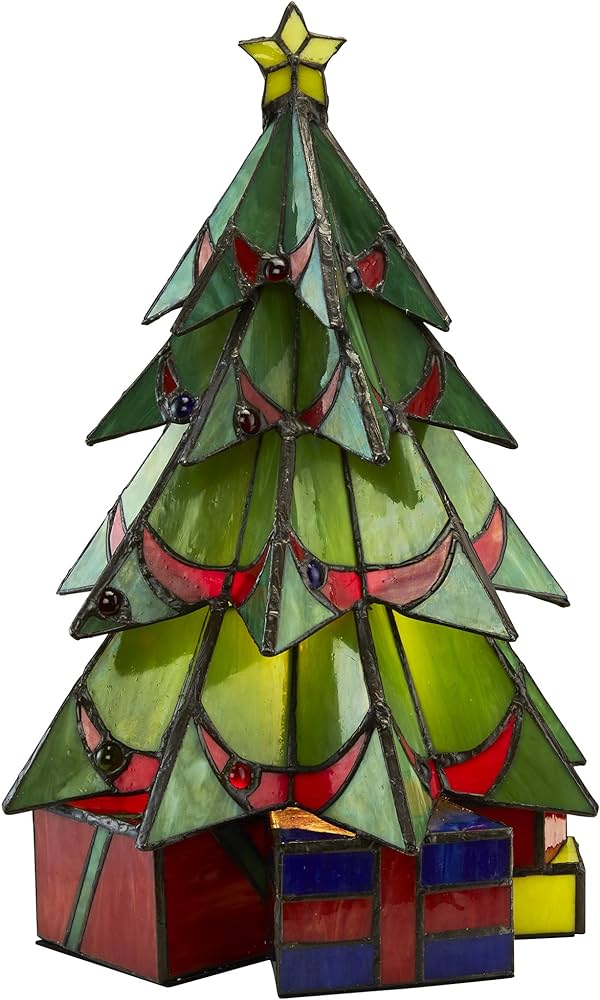 Design toscano christmas tree stained glass illuminated sculpture large full colortf home kitchen