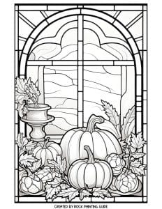 Free stained glass fall coloring pages for adults