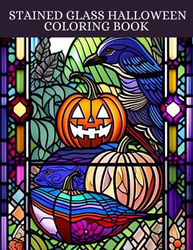 Stained glass halloween coloring book intricate stained glass coloring patterns await you on fifty plus pages of halloween wonder by kamilon publishing