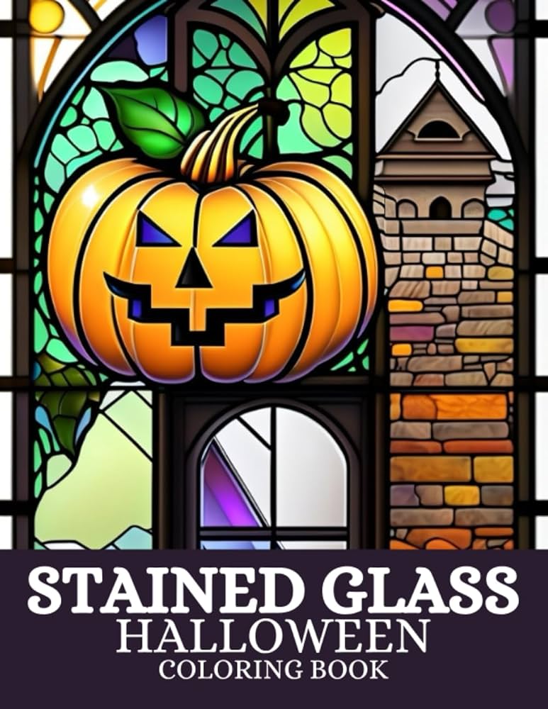 Stained glass halloween coloring book a bewitching collection of intricate stained glass coloring pages celebrating the spooky charm of halloween with captivating designs publishing misty books