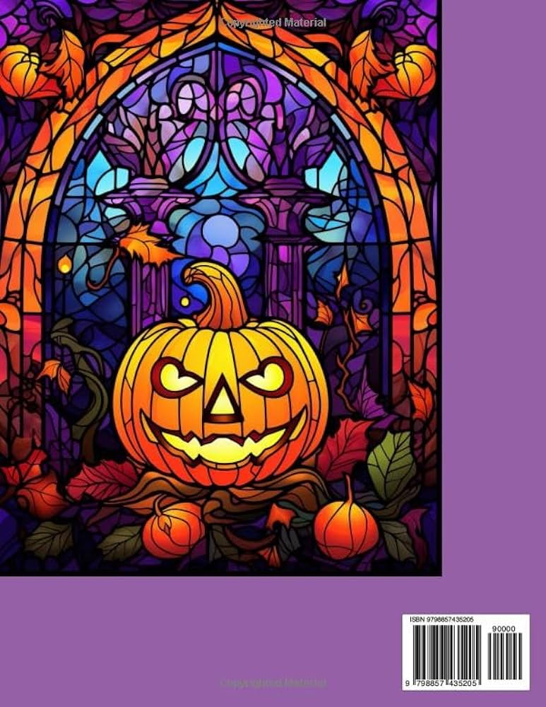 Stained glass halloween loring book stained glass loring pages with detailed pumpkin patterns are a great way to get into the spirit of halloween publishing bondhu books