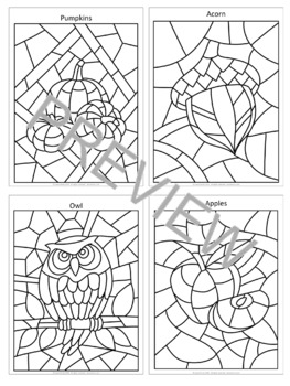 Fall coloring pages apples acorns owl pumpkins leaves by laura torres