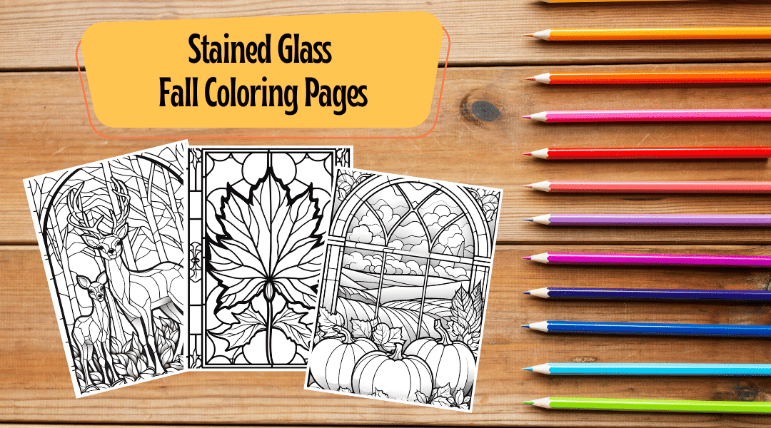 Free stained glass fall coloring pages for adults