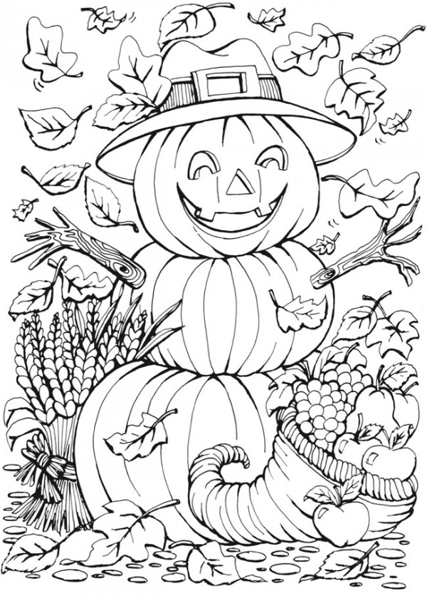 Fall and halloween pumpkin coloring pages â