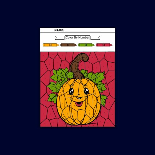 Autumn fall pumpkin color by number coloring pages