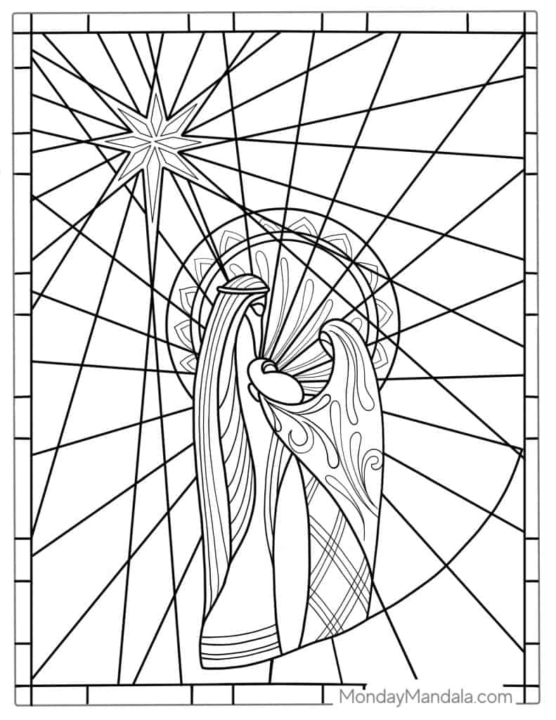 Stained glass coloring pages free pdf printables