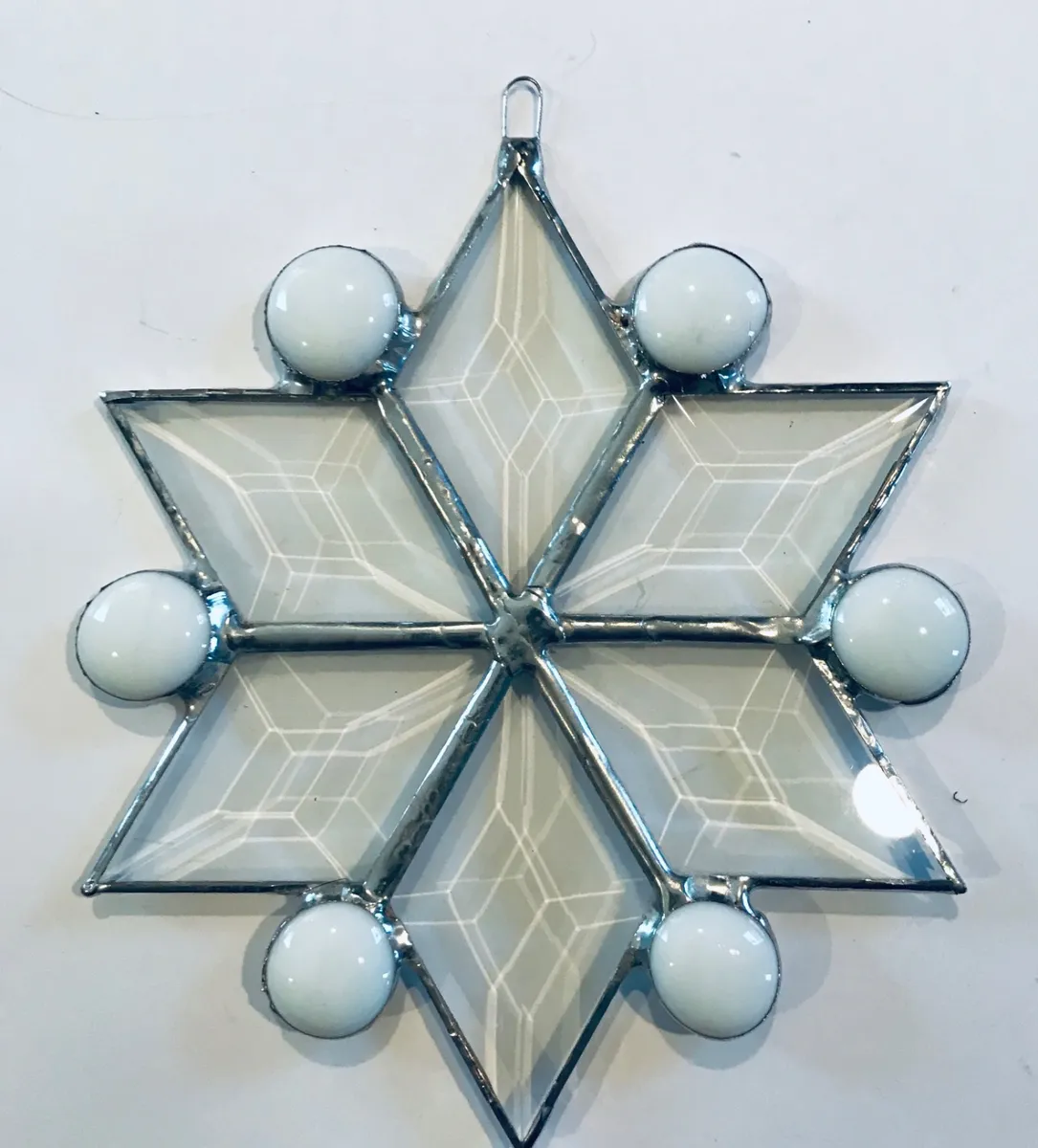 Stained glass snowflake suncatcher