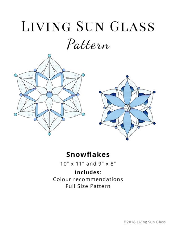 Snowflake stained glass pattern printable digital download pdf stained glass snowflake suncatches