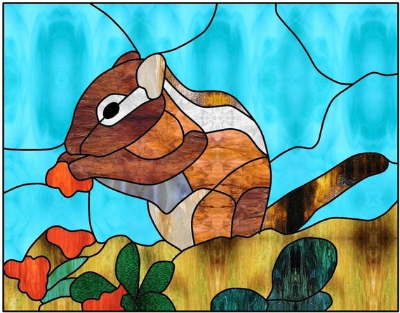 Chipmunk window cling faux stained glass squirrel window art size repositionable vinyl