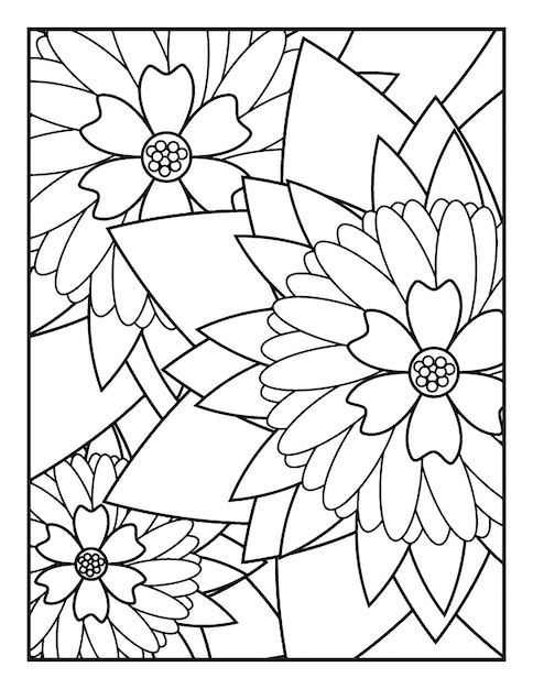 Premium vector flower coloring page kdp for adults