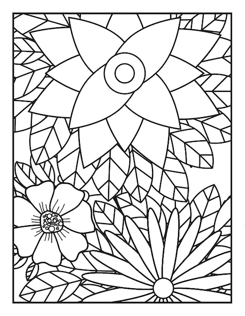 Premium vector flower coloring pages background