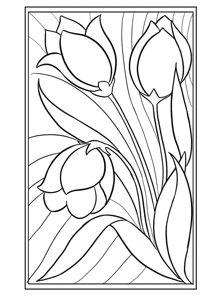 Flowers stained glass coloring page