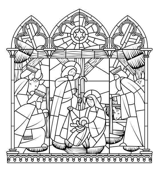 Catholic stained glass stock illustrations royalty