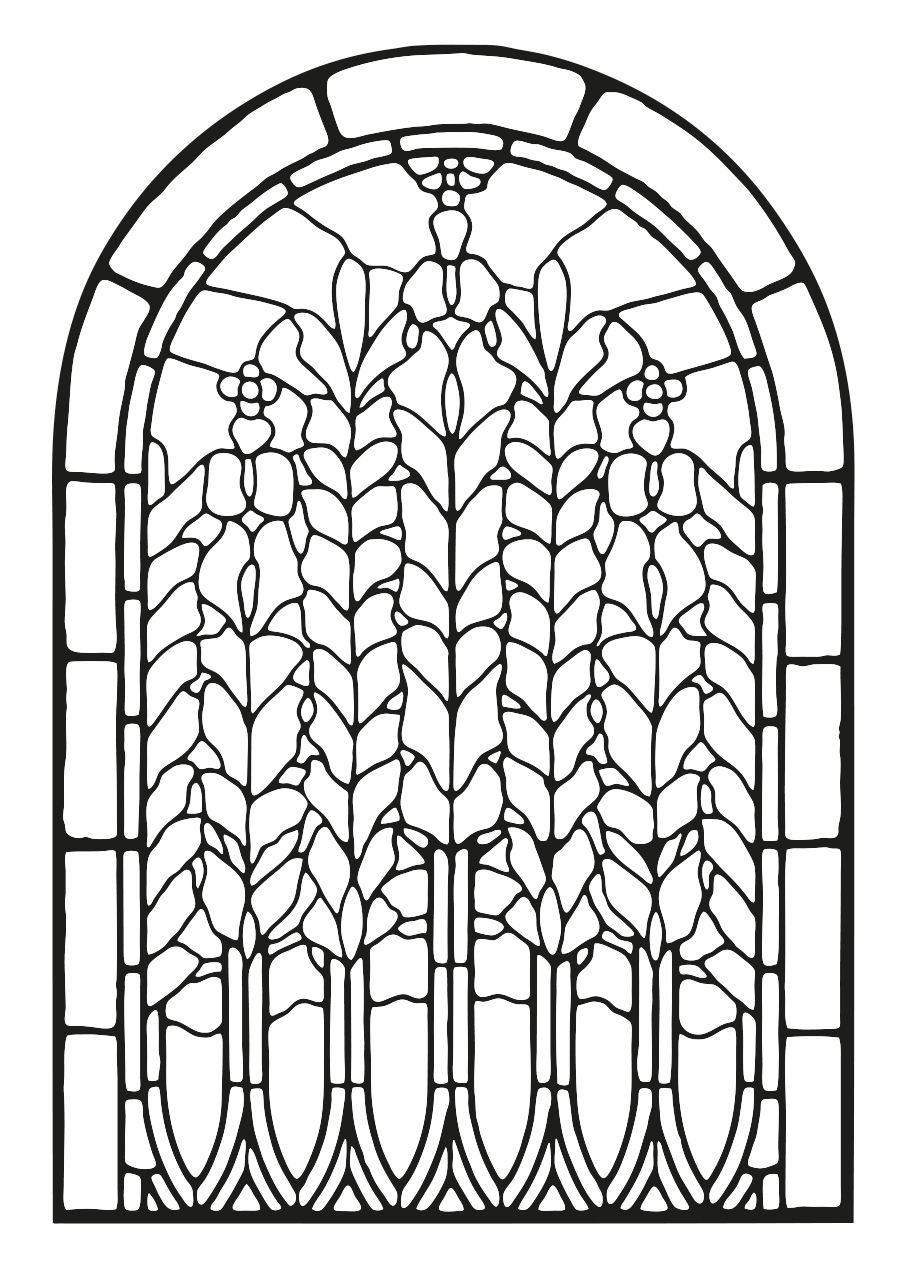 Stained glass coloring pages for adults