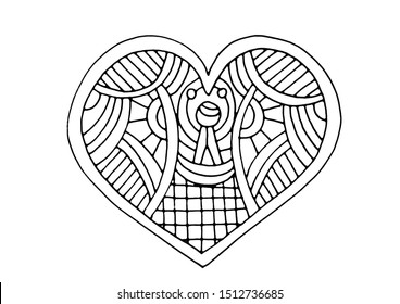 Heart stained glass patterns coloring page stock illustration