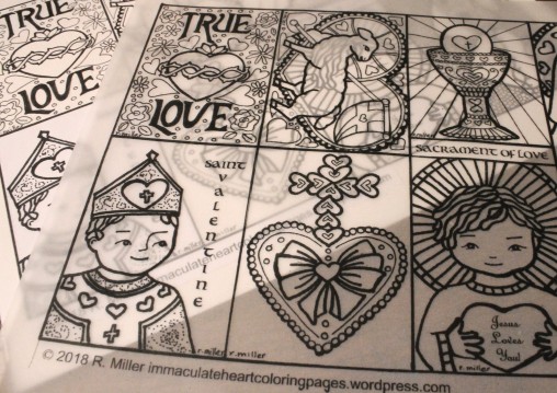 Vellum valentines stained glass â immaculate heart coloring pages