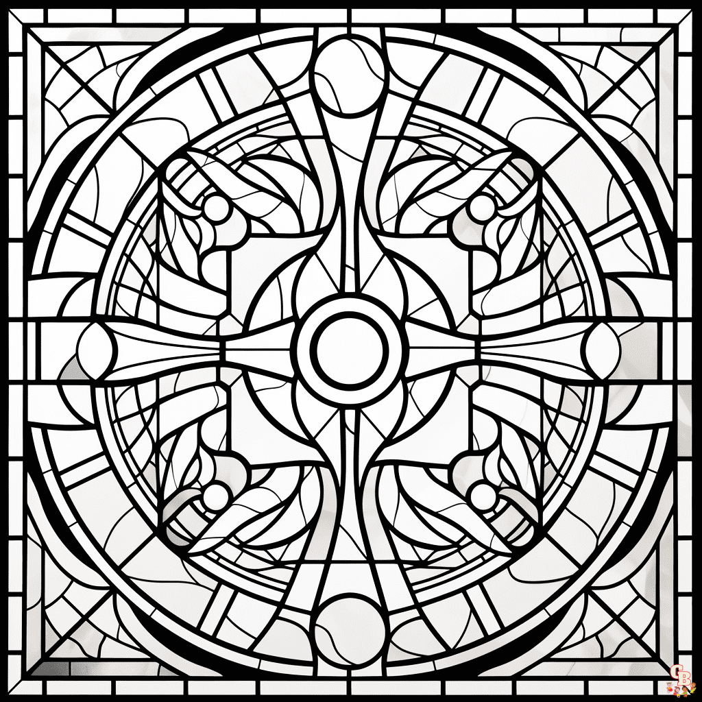 Printable stained glass coloring pages free for kids and adults