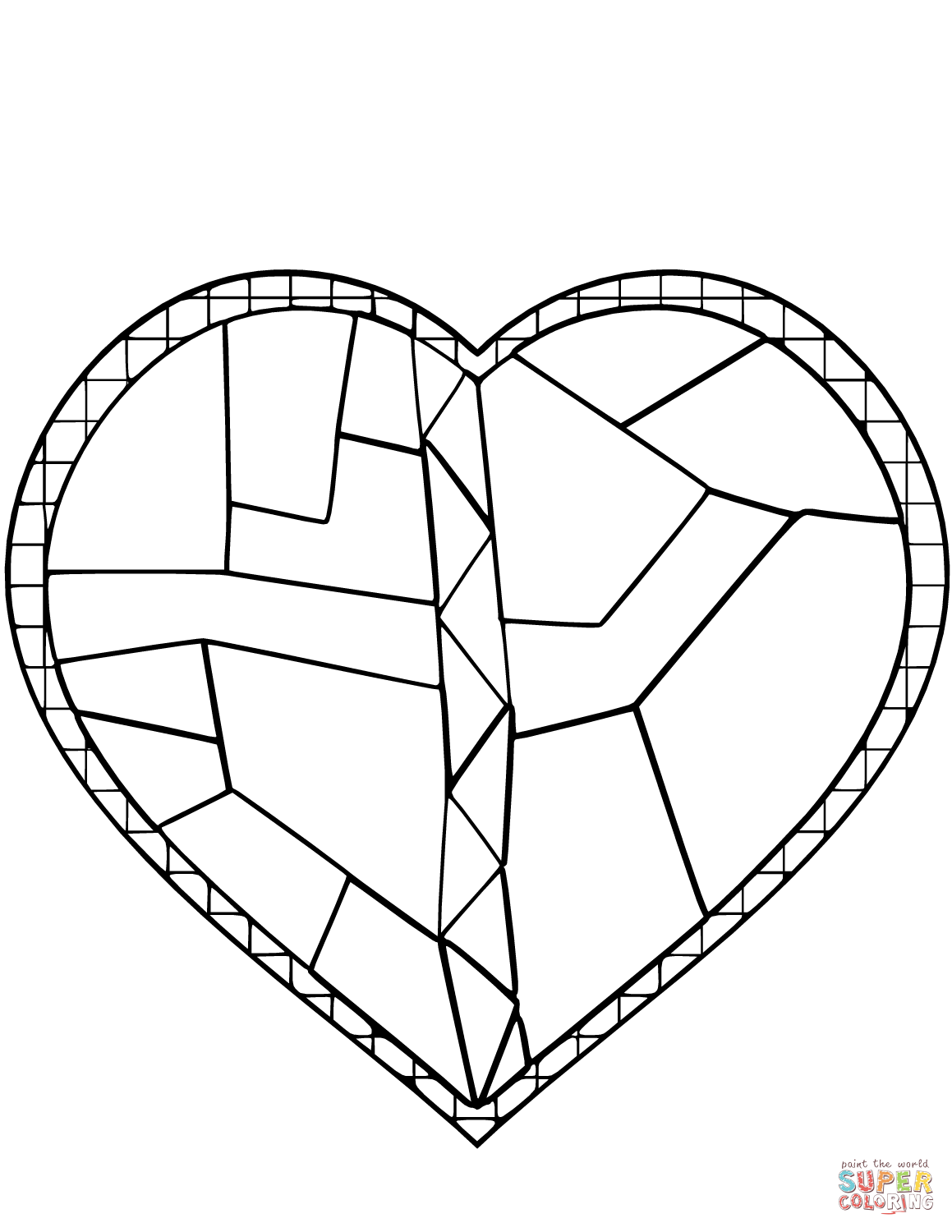 Stained glass heart coloring page free printable coloring pages