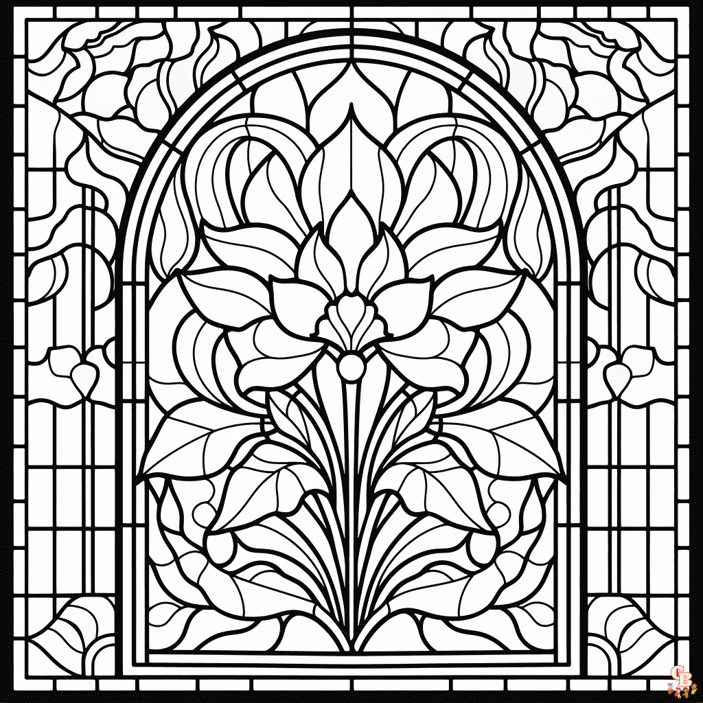 Printable stained glass coloring pages free for kids and adults