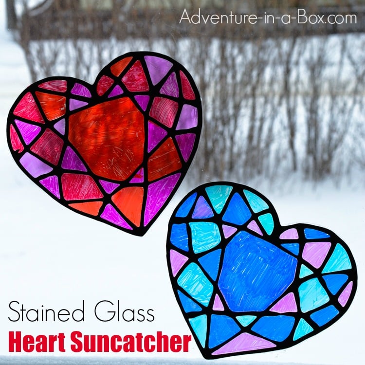 Stained glass heart suncatcher