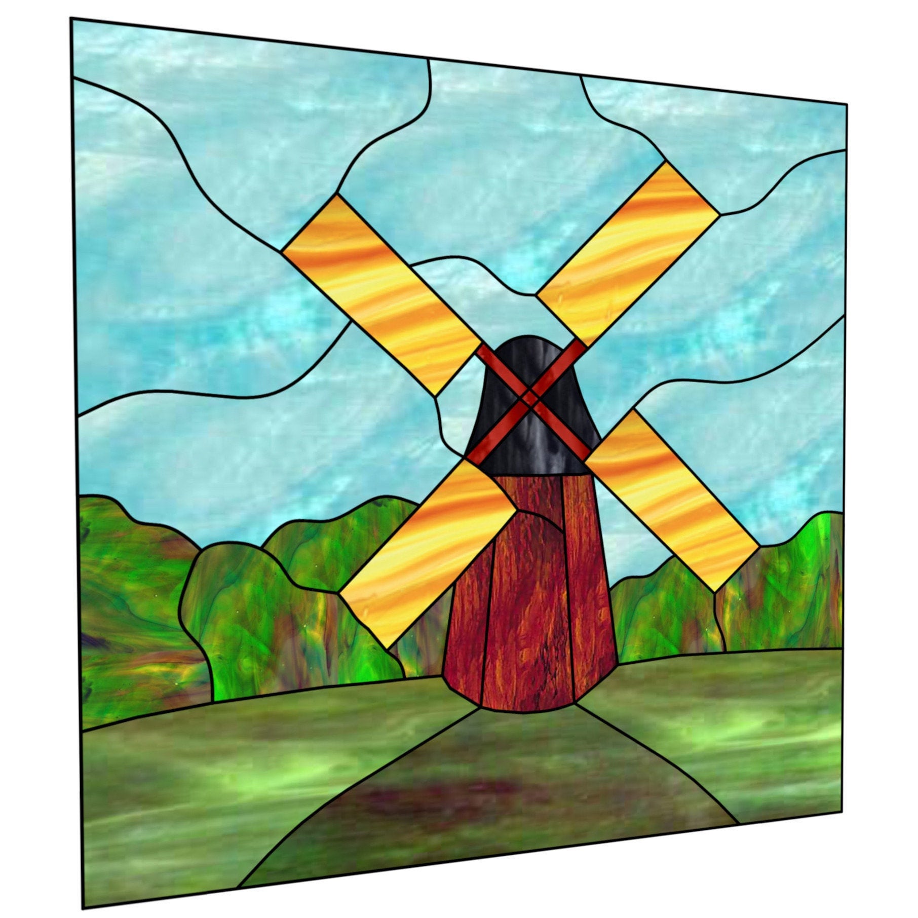 Windmill stain glass