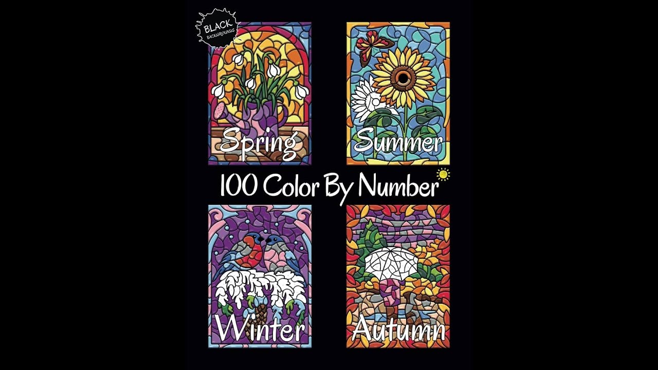 Flip through color by number spring summer autumn winter coloring book