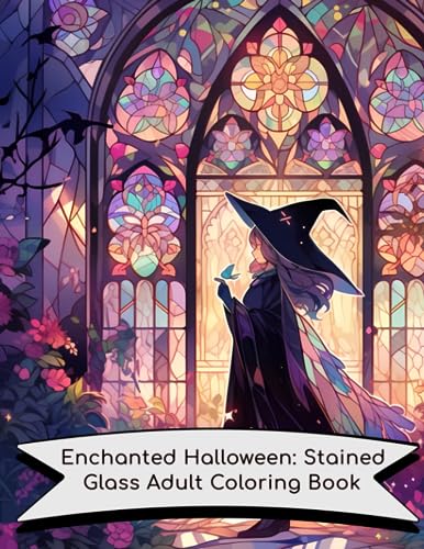 Enchanted halloween stained glass adult coloring book relax and color with enchanted halloween characters with detailed images by aria trilby