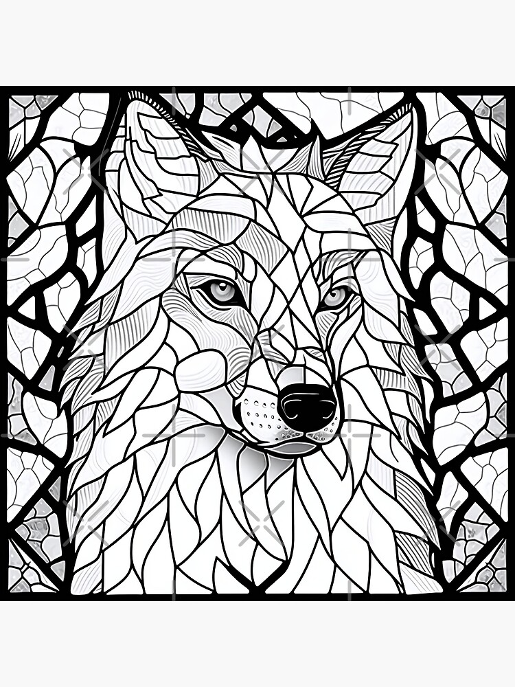 White stained glass wolf poster for sale by gracefulartwork