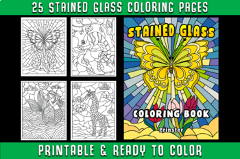 Stained glass coloring pages by prinster publishing tpt