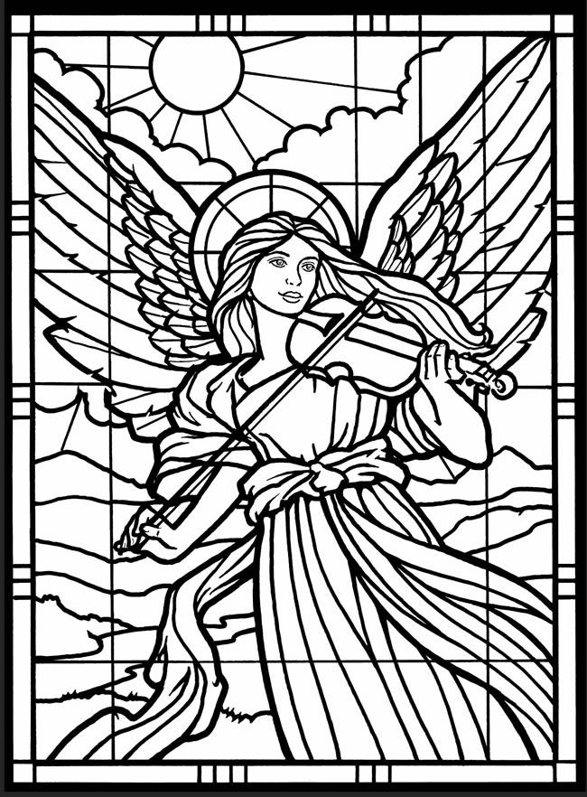 Stained glass coloring pages for adults