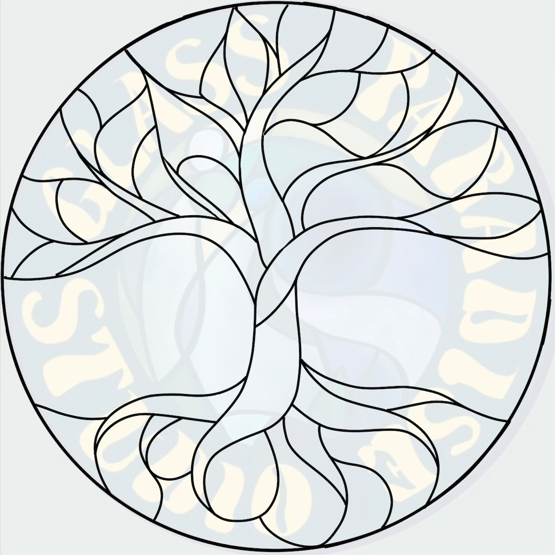 Tree of life stained glass pattern pdf jpg svg png and psd digital file stained glass tree suncatcher digital pattern