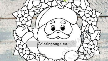 Wreath with santa claus coloring page