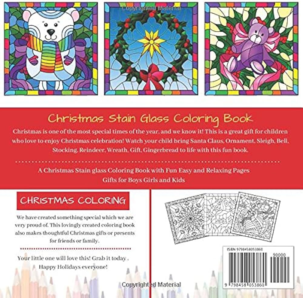 Christmas stained glass coloring book a beautiful collection of festive and fun stained glass christmas designs mccoy felicia books