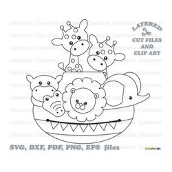 Instant download cute noahs ark outline svg cut files and