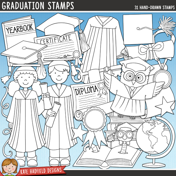 Graduation digital stamps