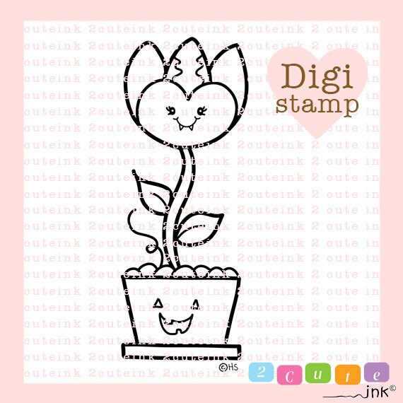 Scary flower digital stamp halloween digital art for card making paper crafts scrapbooking stickers coloring pages