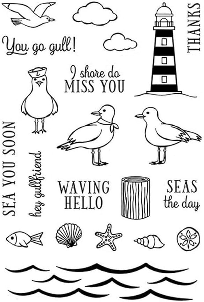 Givbro clear stamps stickers seagull lighthouse patterns stencil seal siline embossing template scrapbooking diy mold home kitchen